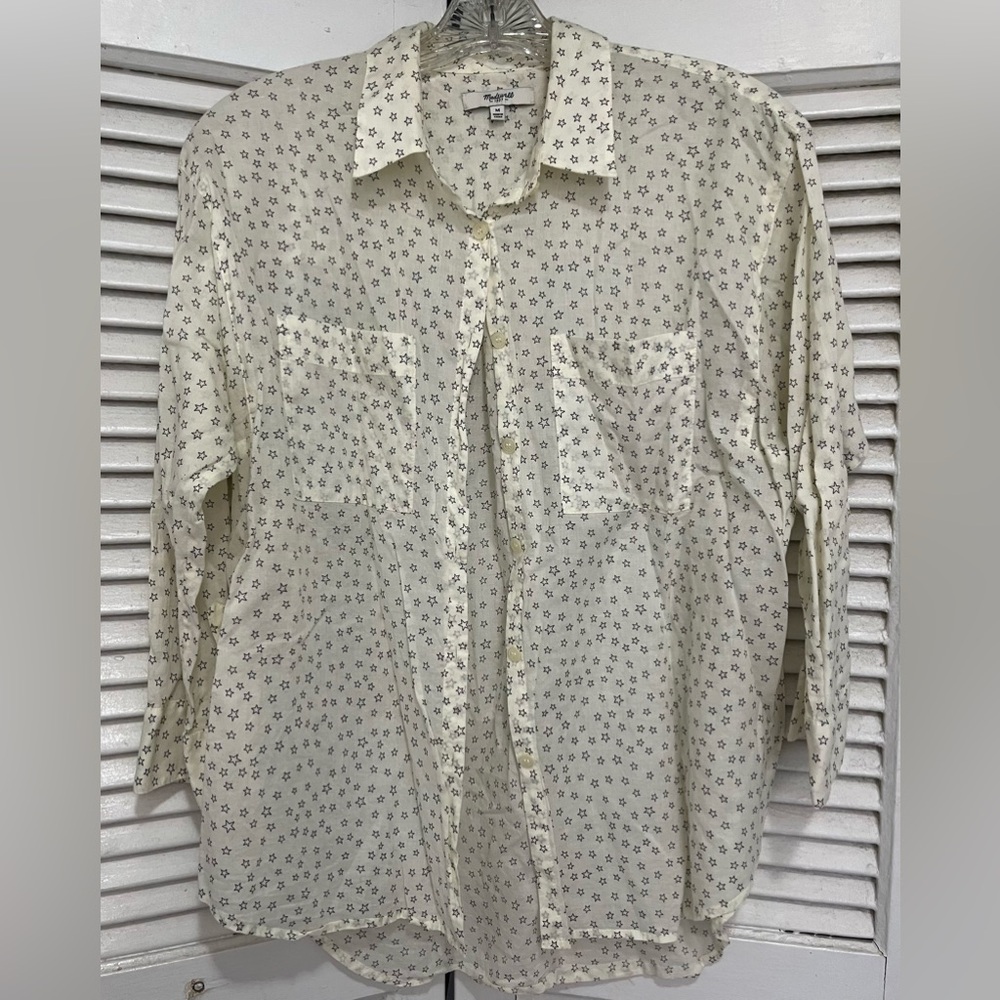 MADEWELL COTTON STAR PRINT BUTTON DOWN TOP